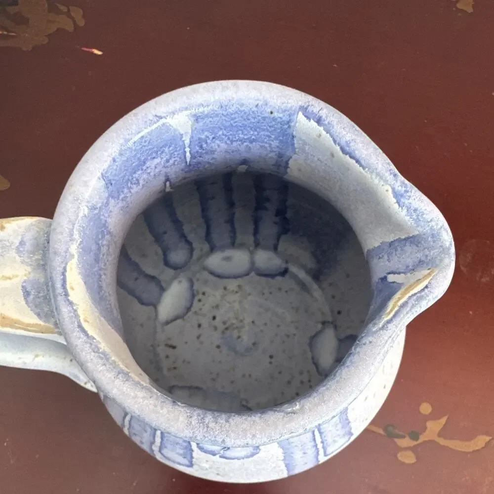 Studio Art Pottery Small Creamer Pitcher Blue Purple Drip Glaze